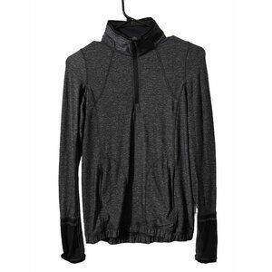 Lululemon Women's XS Long Sleeve 1/4 Zip Pullover Top Heathered Gray Black